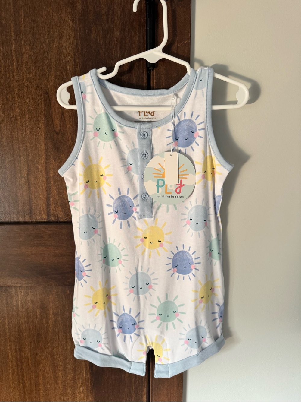 Little Sleepies Sunshine Henley Tank Romper NWT